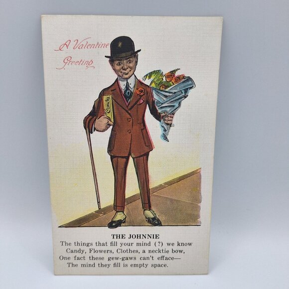 Valentine Comics Johnnie Series No 264 Vintage Postcard Retro Humoristic Art Jon - Picture 1 of 6